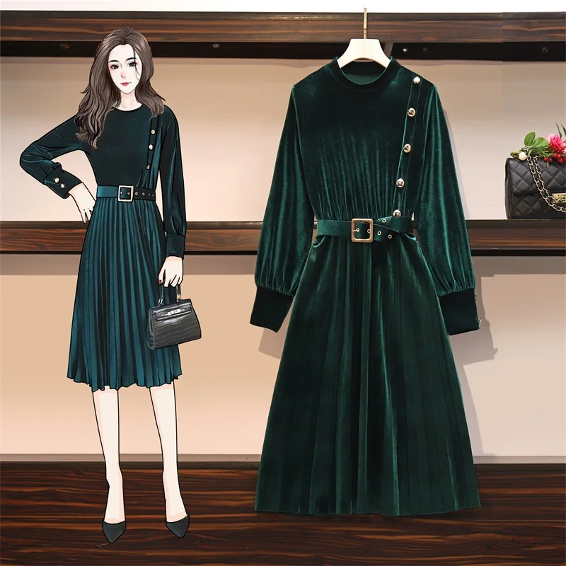 HAMALIEL Новинка 2020 весеннее женское бархатное плиссированное платье размера плюс L