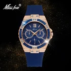 Женские Водонепроницаемые кварцевые часы MISSFOX, с золотистым и синим каучуковым ремешком, класса ААА, 2020