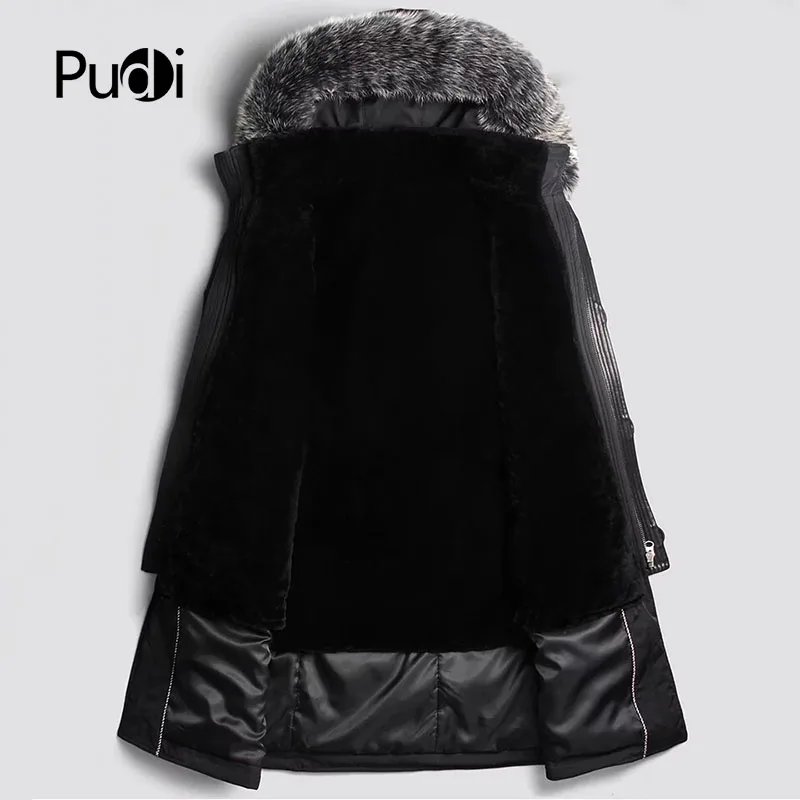 PUDI MT8121 Мужская Новая модная шерстяная Меховая куртка модная осенне-зимняя повседневная верхняя одежда с лисьим воротником