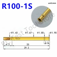 100 pcs r100 1s round double tube gold plated spring test probe length 29 2mm needle tube diameter 1 67mm power tool receptacle
