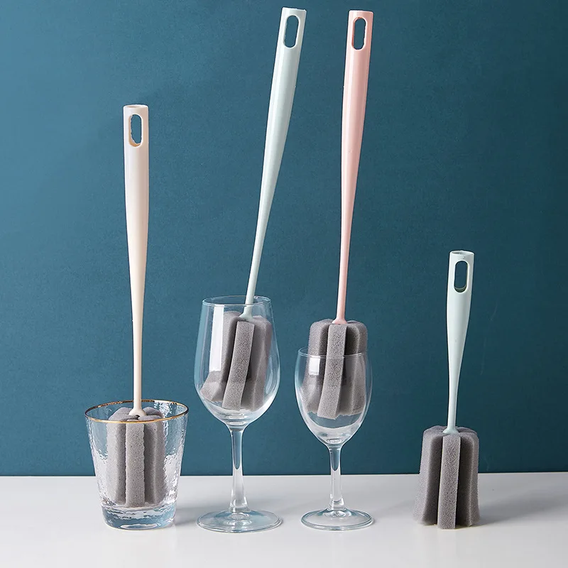 Cepillo para botella de beb&eacute; con mango largo, esponja suave, botella de agua, vaso de vidrio, herramienta de limpieza de cocina, herramienta especial-1