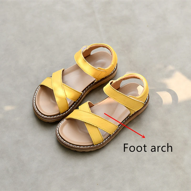 Real leather Girls Roman Sandals Foot arch sole Baby boys garden shoes Summer kids Princess shoes Children's sandals images - 6
