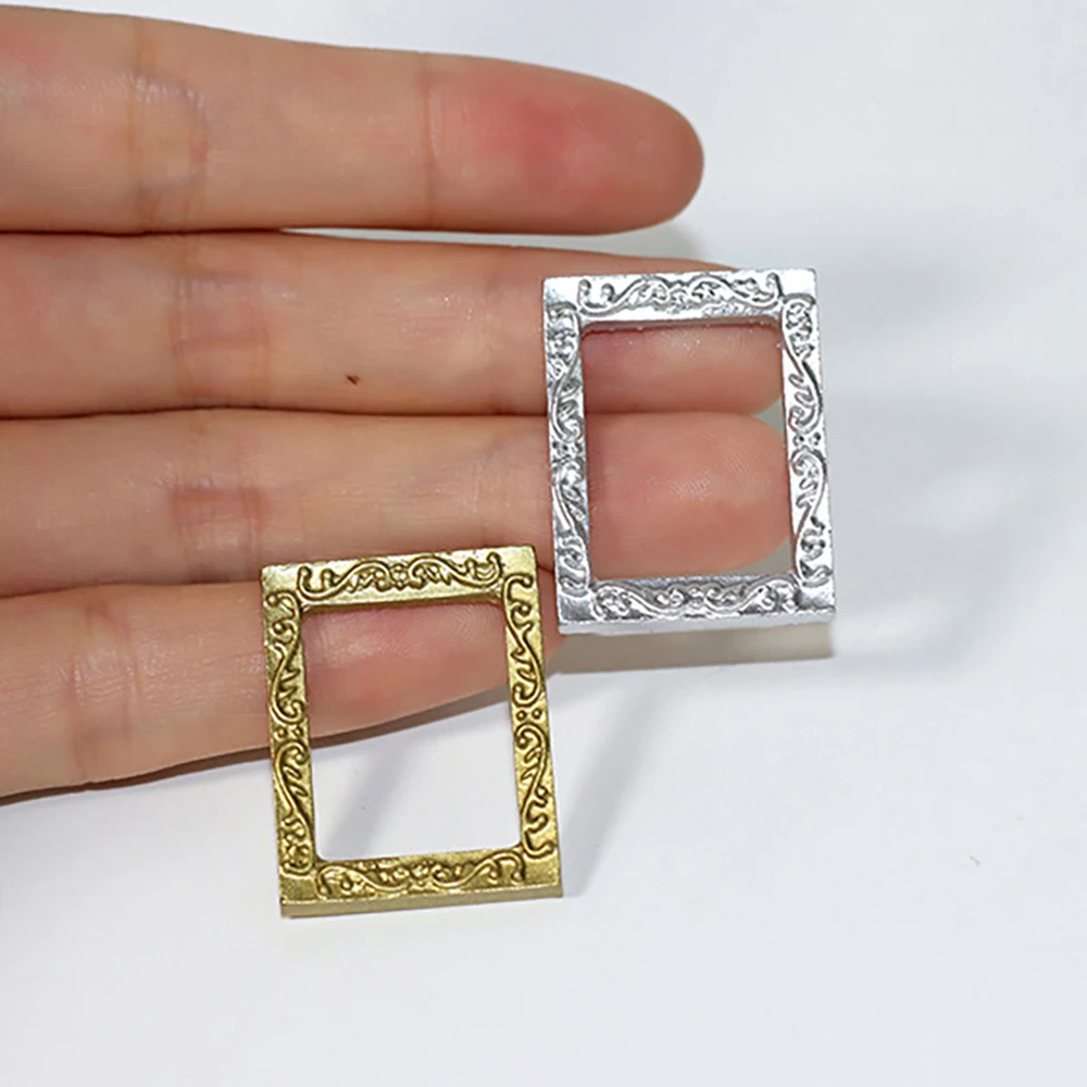 

2Pcs 1/12 Dollhouse Miniature Accessories Mini Resin Rectangle Photo Frame Simulation Furniture Model Toys for Doll House Decor
