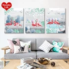 Love Фламинго 3 шт. DIY масляная краска по номерам животные триптих Картины Раскрашивание абстрактная краска Настенная Наклейка домашний Декор подарок