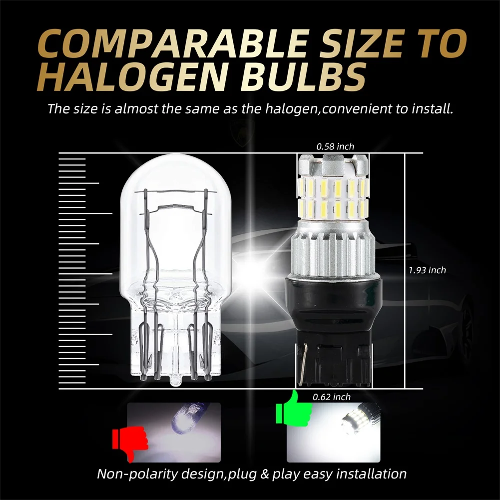 Светодиодные лампы 7444NA 992 T20 W21W WY21W W21/5W 3030SMD 4014SMD стоп-сигналы 7W 1200LM 360 градусов