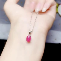 jewelry ruby pendant for daily wear 5mm7mm i grade natural ruby silver pendant 925 silver ruby jewelry for office woman