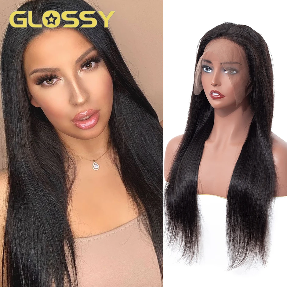 

GLOSSY 100% Real Human Hair Lace Front Wigs Straight Brazilian Wigs for Black Women 250 Density 13*6 HD Swiss Lace Closure Wig