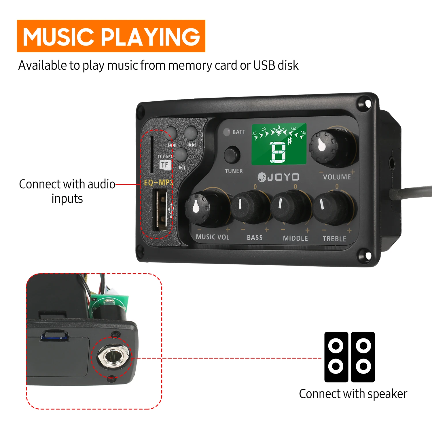 JOYO EQ-MP3 3-полосная система эквалайзера акустическая гитара предусилитель