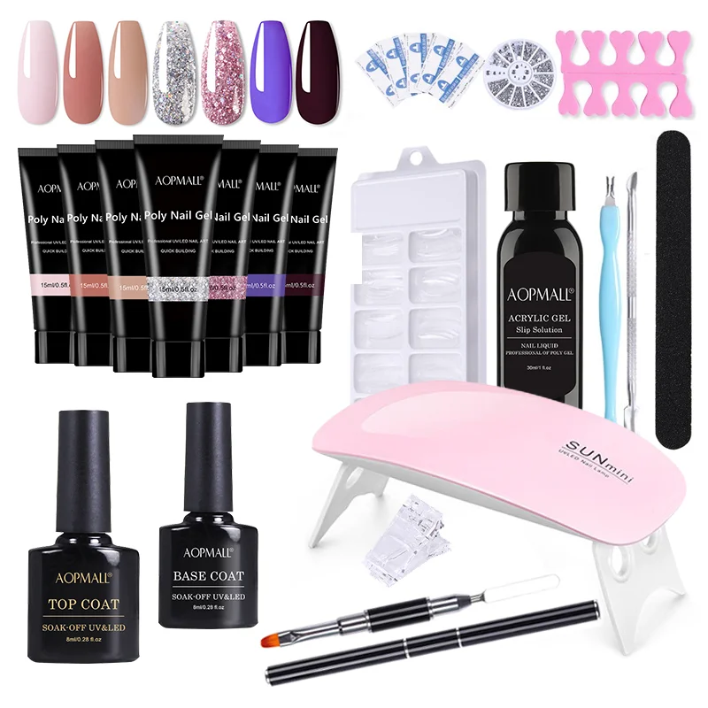 

7 Color Flash Poly Nail Gel 20 Pcs Starter Nail Kit All for Extension Tool Kit Professional Starter Acrylic Soak Off Nail Set