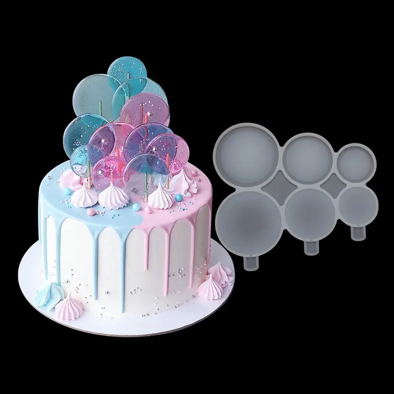 Lollipop Silicone Mold Chocolate Candy Cake Moulds Various Star/Round/Heart Birthday Decorating Form Tool Bake Accessories |