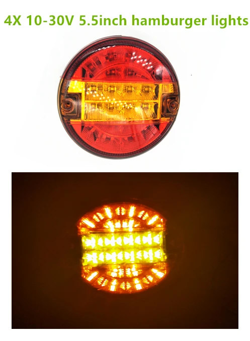 

4x 5.5inch Emark 140mm 20 LED Trailer Truck Stop Tail Lights Amber Turn Signal Round Lamp Caravan Lorry Van Rear Light