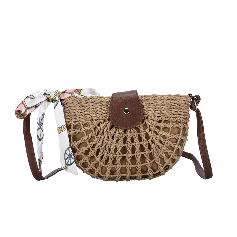 2021 trend knitting ladies straw bag Crossbody Women's white Fashion brand small high quality summer |