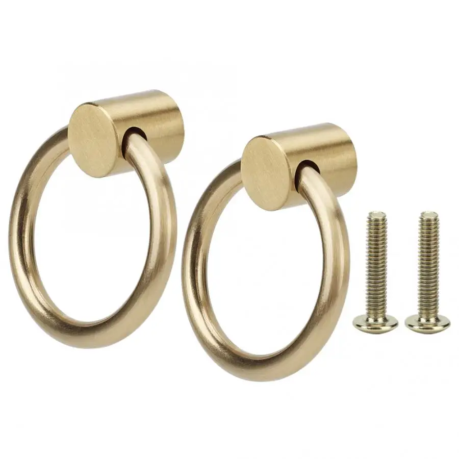 Винтажная латунная ручка для шкатулки с кольцом мебели кухни шкафа дверной шкаф 2