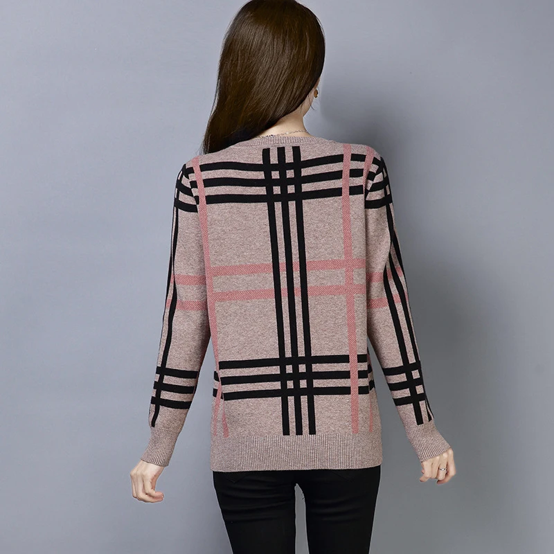 

2020 Autumn Winter Women Pullover Sweater Fashion Temperament Stripe Cashmere Sweater Female Loose Long Sleeve Knit Sweater R565