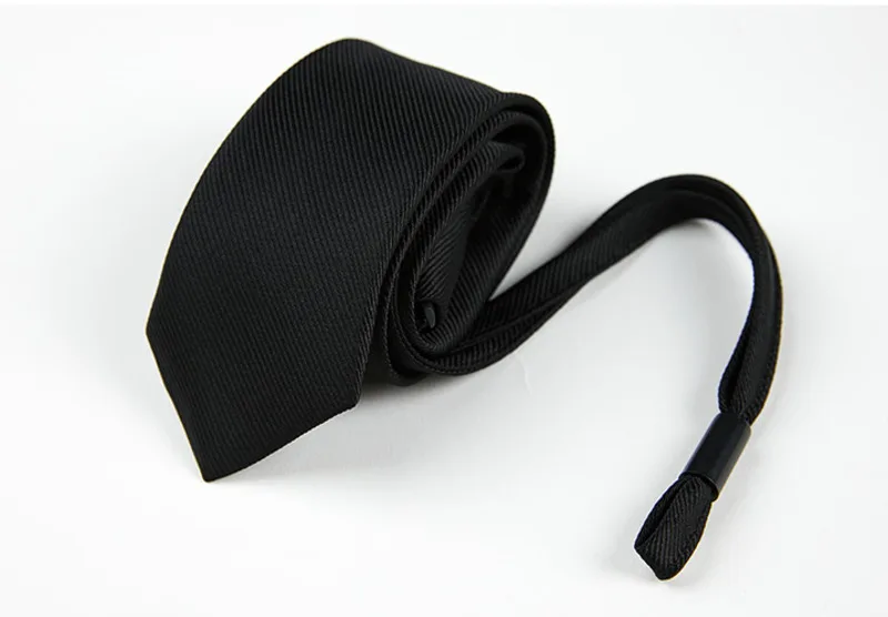 

IEFB 2021 Men's Zipper Black Blue Korean Style Fashion Ins Trendy Handsome Ultra Narrow Type Convenient Formal Knot Free Tie