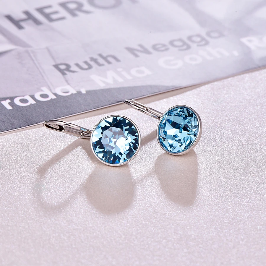 Malanda Crystal From Swarovski Classic Round Small Bella Stud Earrings For Women New Fashion Wedding Jewelry Girl Gift | Украшения и