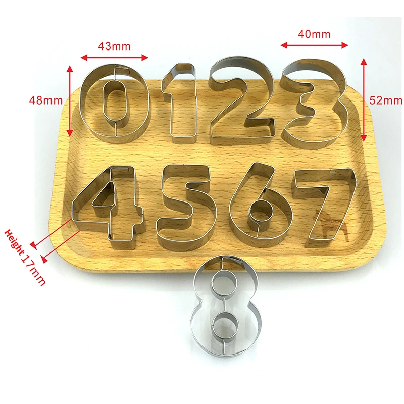 

9Pcs/Set Cookie Cutters Moulds Stainless Steel 0-8 Arabic Numerals Candy Biscuit Molds Home Kitchen Baking Tools Sets