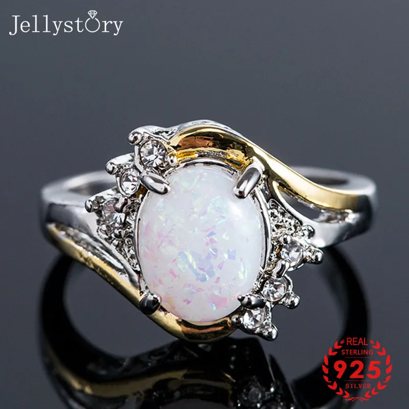 Jellystory модное серебряное 925 Ювелирное кольцо с овальной формой 8*9 5 мм опал Циркон