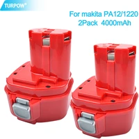 turpow 12v 4000mah ni mh replacement battery for makita 1220 pa12 1222 1233s 1233sa 1233sb 1235 1235a 1235b 192598 2 battery