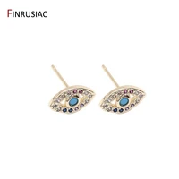 2021 lucky eye blue zircon evil eye stud earrings gold plated cute small earrings for women girls fashion jewellery