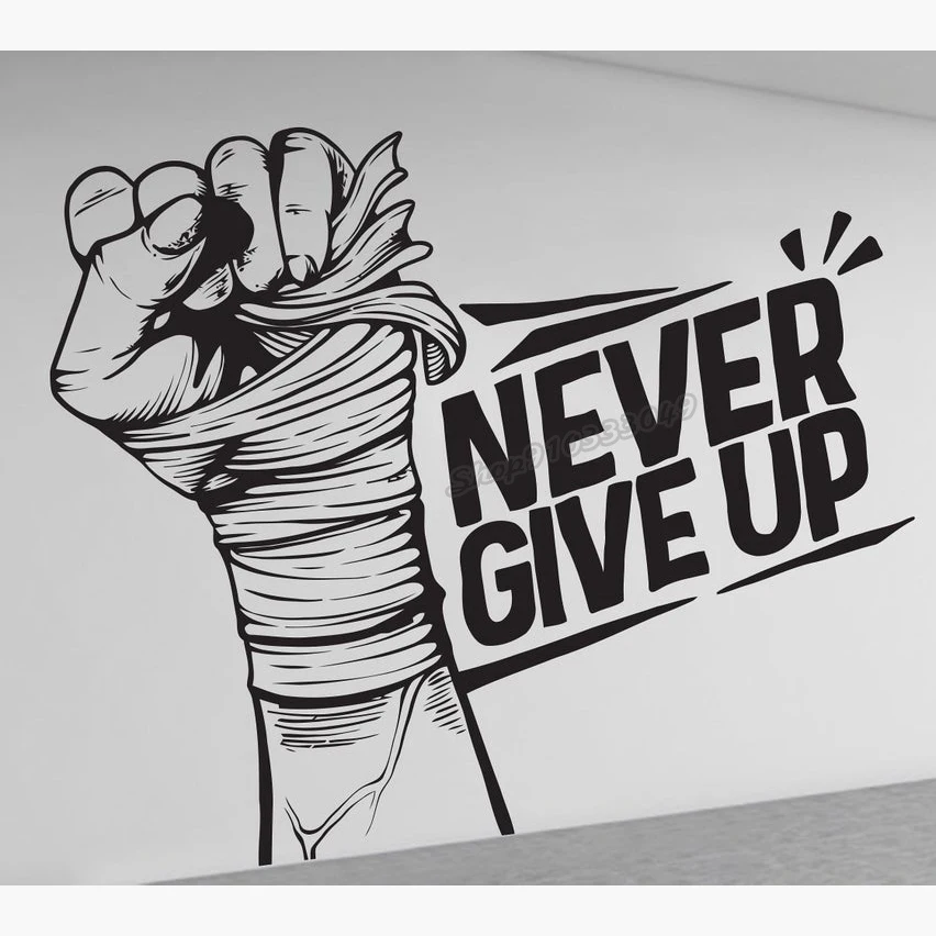 

Never Give Up Motivational wall decal Gym wall Decor vinyl never give up quotes Phrase sport Gym training Wall Sticker C983