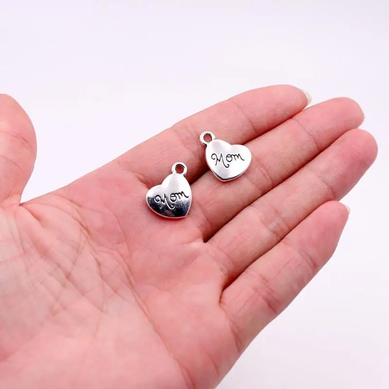 10 шт 30 Тибетский серебристый металлический Подвески мама сердце подвески оптом
