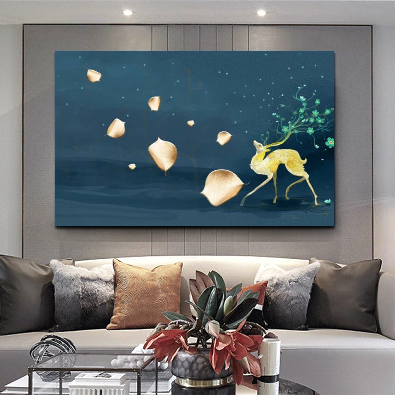 Картины на холсте RELIABLI с абстрактными изображениями животных золотые плакаты