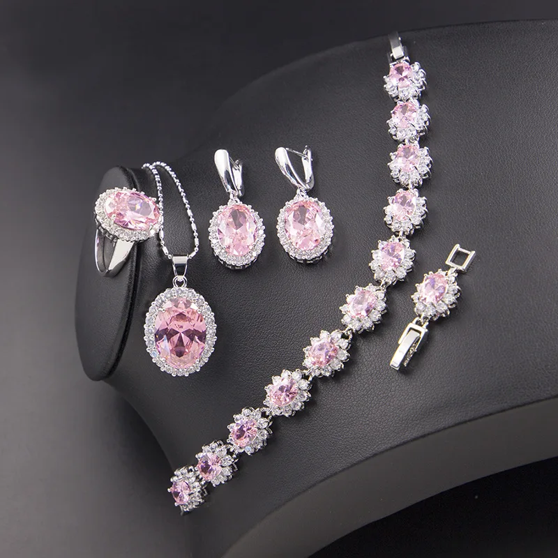 

Funmode 4pcs Fashion Design Oval Shape Cubic Zircon Bridal Jewelry Sets For Female Wedding Jewelry Accessories Wholesale FS91