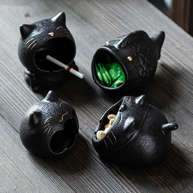 

Cute Cartoon Cat Creative Art Ashtray Ceramic Household Living Room Large Capacity Anti Fly Ash Gift for Boyfriend