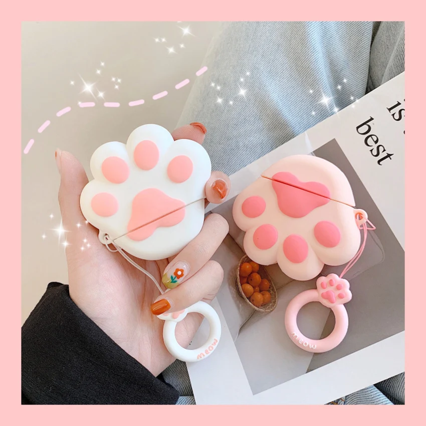 

Paw Wireless Bluetooth-compatible Headphone Case For Airpods 1/2 Claw Case Headset Earphone Protective Cases Cover With Lanyard