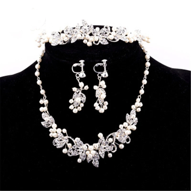 Набор свадебных украшений ручной работы Серебряные стразы обруч на голову