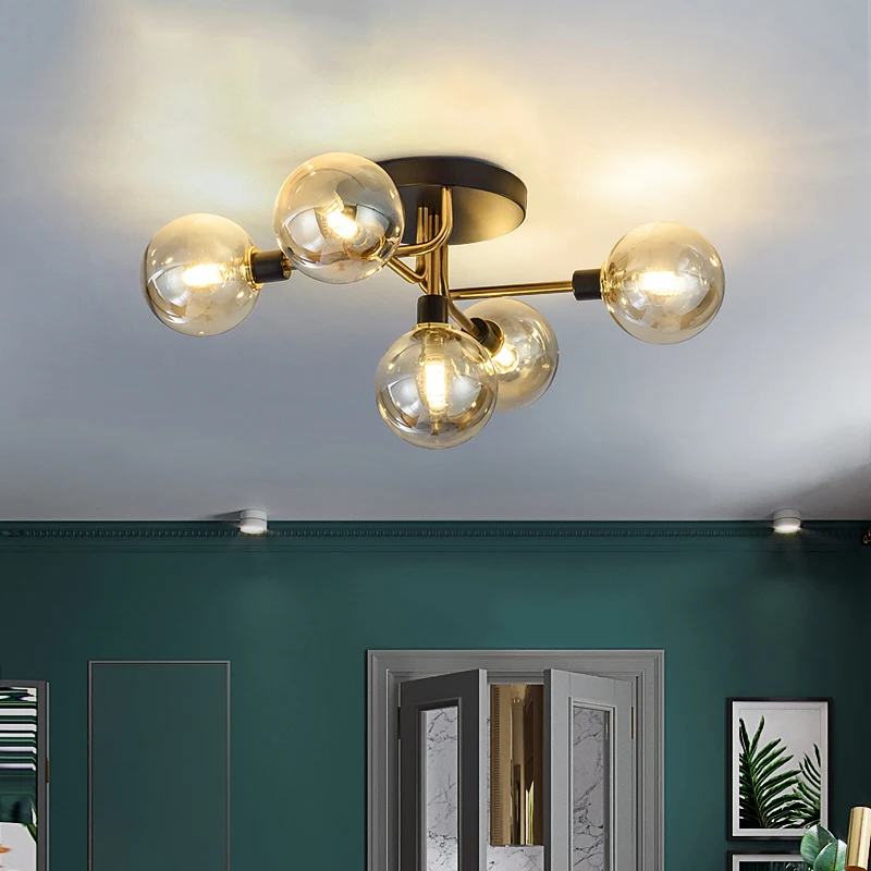 Светодиодный потолочный светильник современный стеклянный шар для гостиной