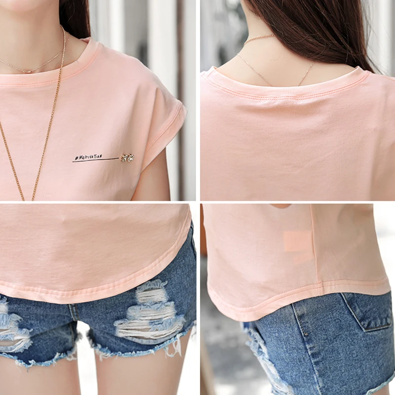 Женская блузка с коротким рукавом однотонная розовая большие размеры летняя одежда 2019| |