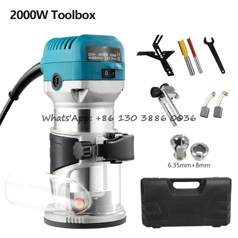 220V/110V 2000W Wood Electric Hand Trimmer Woodworking Engraving Slotting Trimming Milling Cutting Wood Router