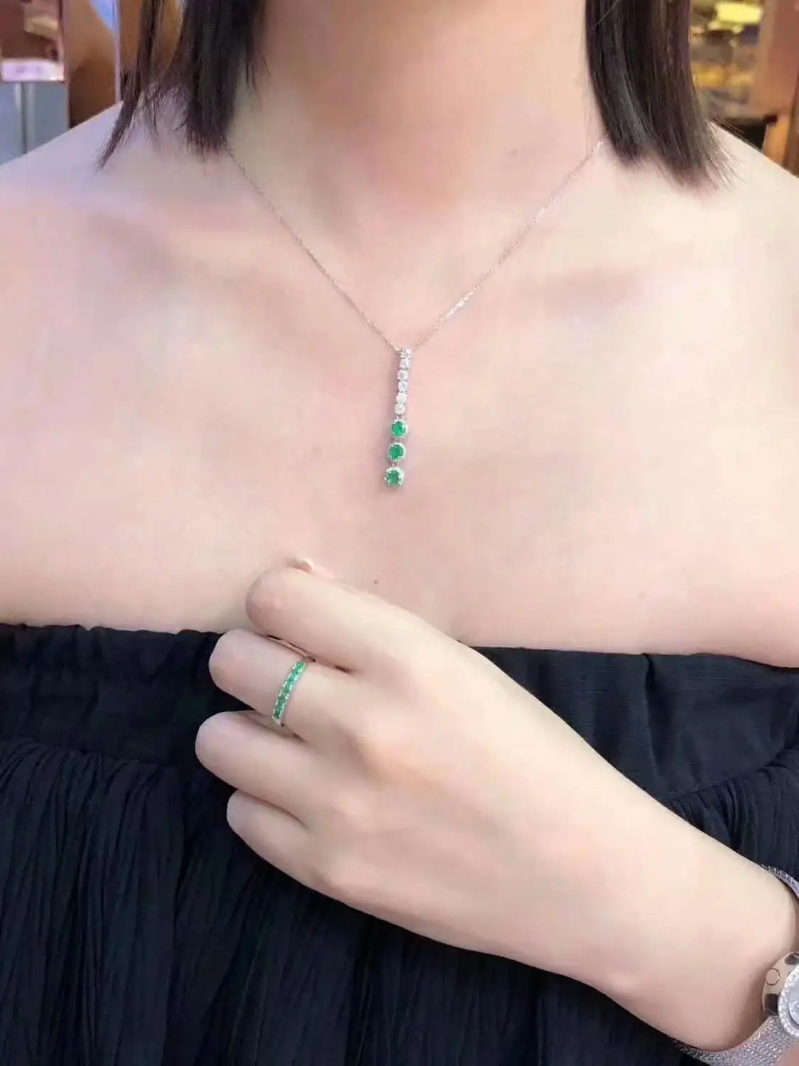 

SHILOVEM 925 sterling silver Natural Emerald Pendants classic fine Jewelry women wedding wholesale 3.5*3.5mm jcz3.53.5888agml