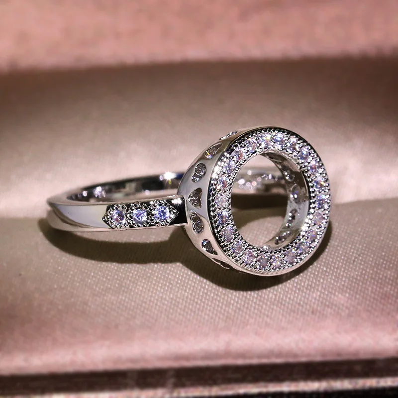 

Vintage 925 Sterling Silver Ring for women Genuine diamond Finger Rings Hollow love Jewelry Christmas fine Gift anillos mujer