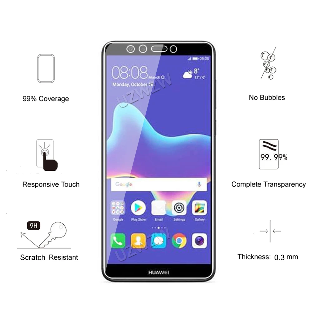 Закаленное стекло для Huawei Y9 2018 прозрачная защитная пленка HD 0 3 мм Твердость 9H