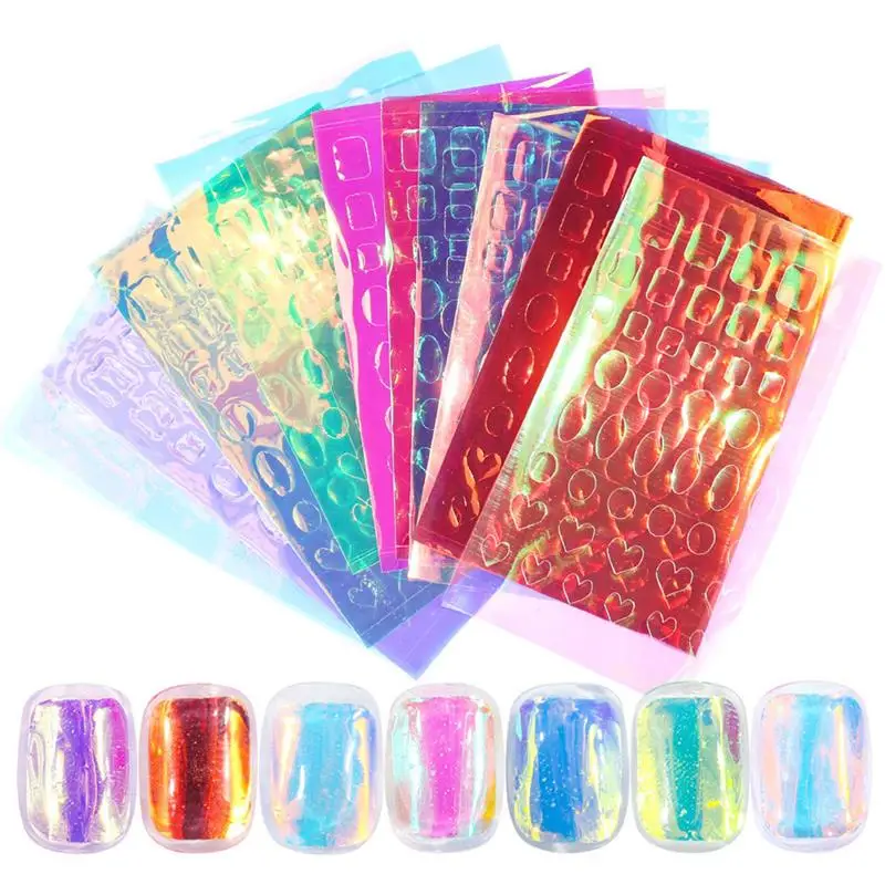 

Mirror Aurora Nail Foils Aurora Ice Cube Nail Stickers Cellophane Nail Sticker Mermaid Symphony Sticker Transparent No Glue