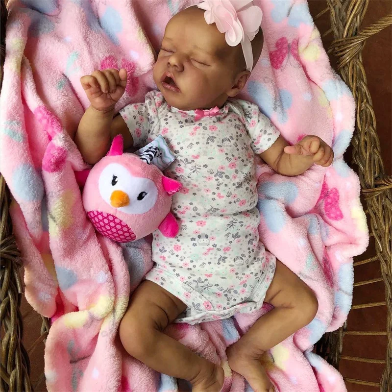 

RBG 17 inch 43cm Reborn Baby Silicone Vinyl Doll Twin A Finished Doll Blank Bady Doll with Rooted/Painted hair Gift Toy