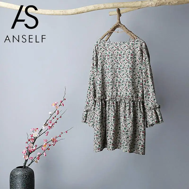 Размера плюс Для женщин блузка цветочный цветок печати рукав три четверти с