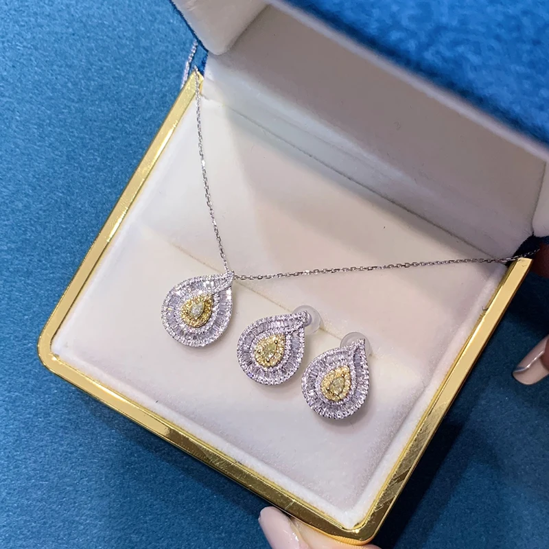 ?? 100% 18 18kホワイトゴールド天然ダイヤモンドネックレスすべて使用0.45ctダイヤモンドと独身証明HM042