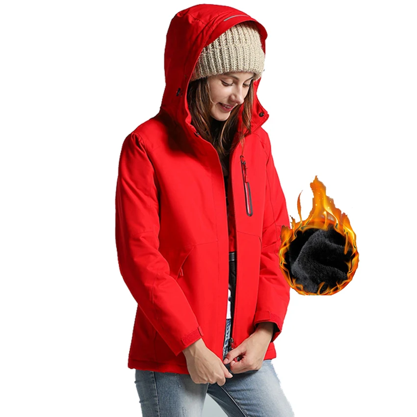 Женская зимняя куртка для пешего туризма с USB подогревом уличная Толстая