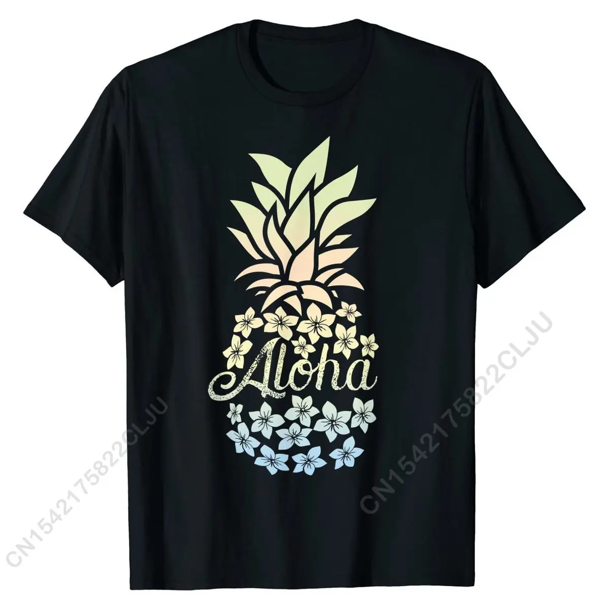 

Pineapple Flowers Shirt Women Aloha Hawaii Vintage Hawaiian T-Shirt Funny Man Tshirts Cotton Tees Cosie