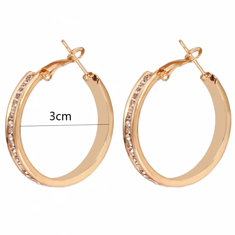 

Big Crystal Hoops Earrings 3cm Hoop Round Dangle Earring Jewelry Women Crystal Diamante Rhinestone Large Hiphop Ear Ring Gift
