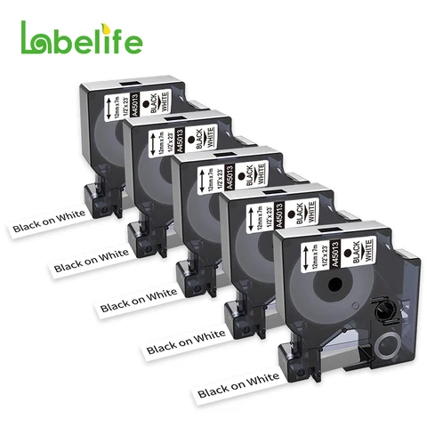45013 совместимая лента Dymo D1, этикетки, лента 45013 S0720530, сменная черно-белая этикетка кассета для Dymo LabelManager PnP 160 360D