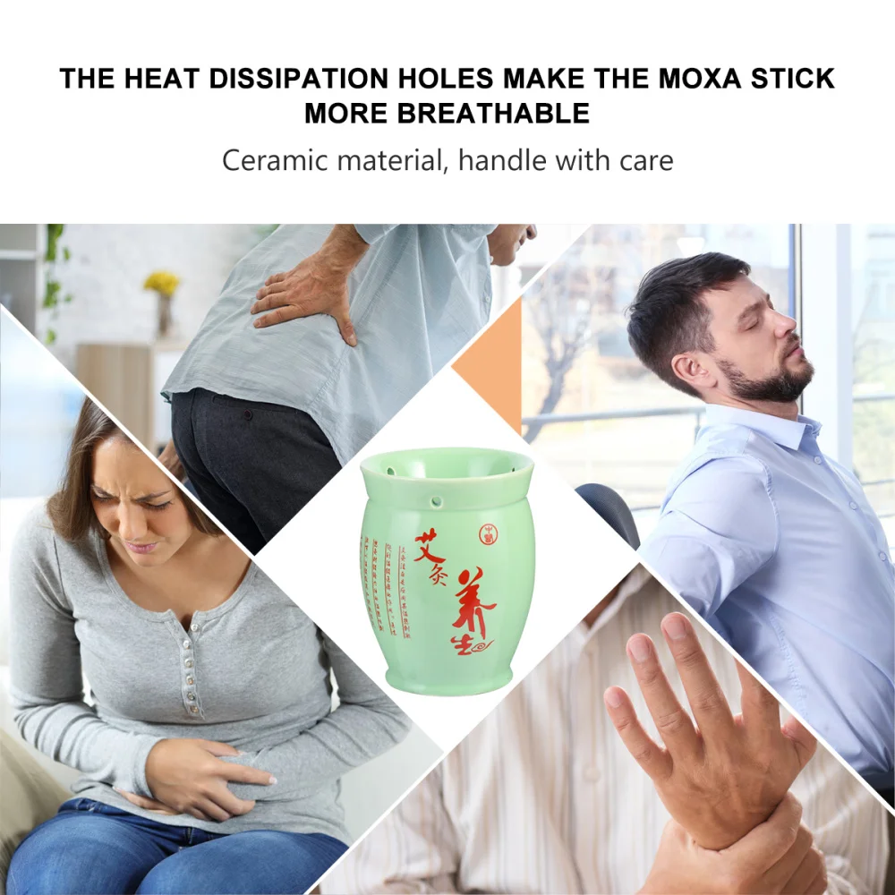 

1pc Double Layer Ceramic Moxibustion Pot Can Tin Moxa Cup for Spa Home