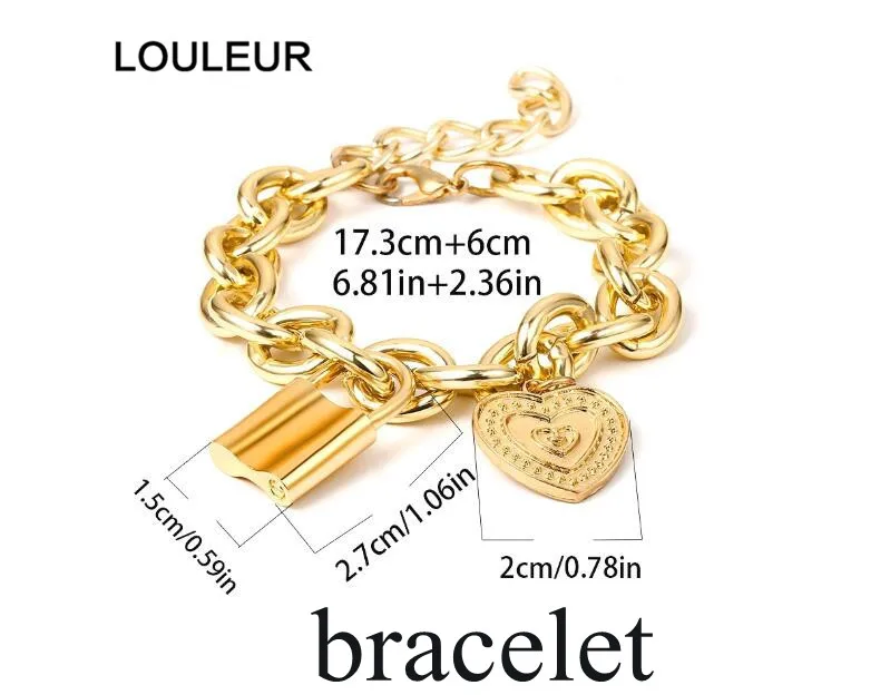 Louleur роскошные серебряные золотые браслеты с замком для ключей, очаровательные браслеты в виде сердца, браслеты для женщин и мужчин, широкая кубинская цепочка, ювелирные изделия из Дубаи