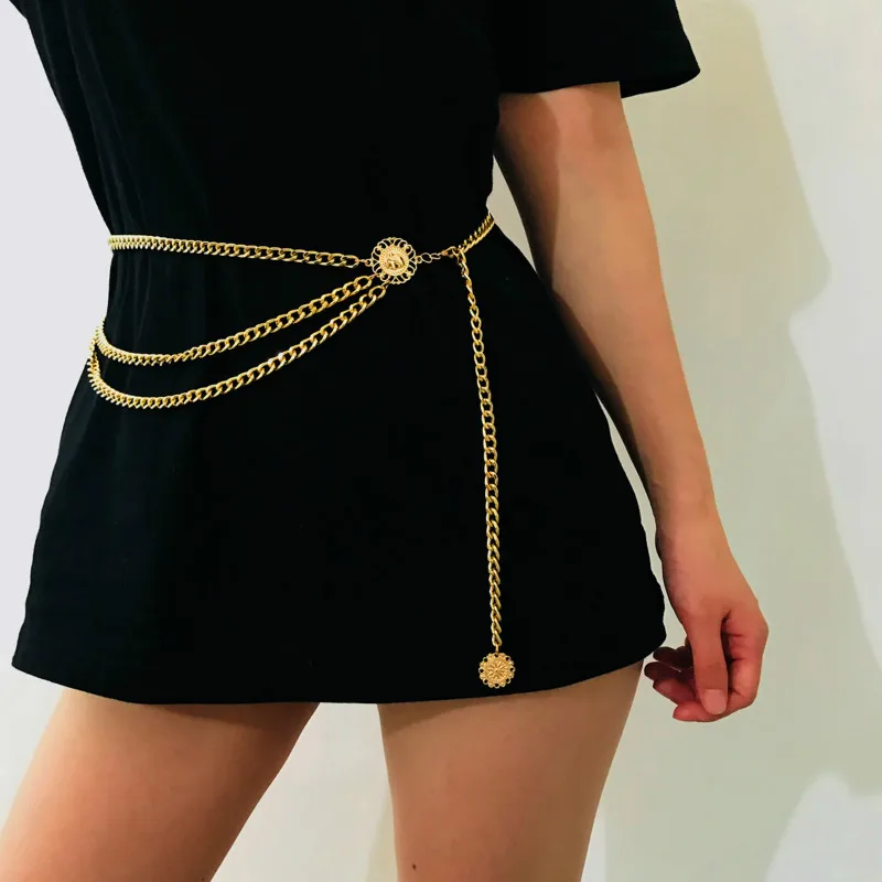 

Retro Chain Belts for Women Waistbands Multilayer Long Tassel for Dress Waist Chain Belts Rhinestone Crystal Belly Chain