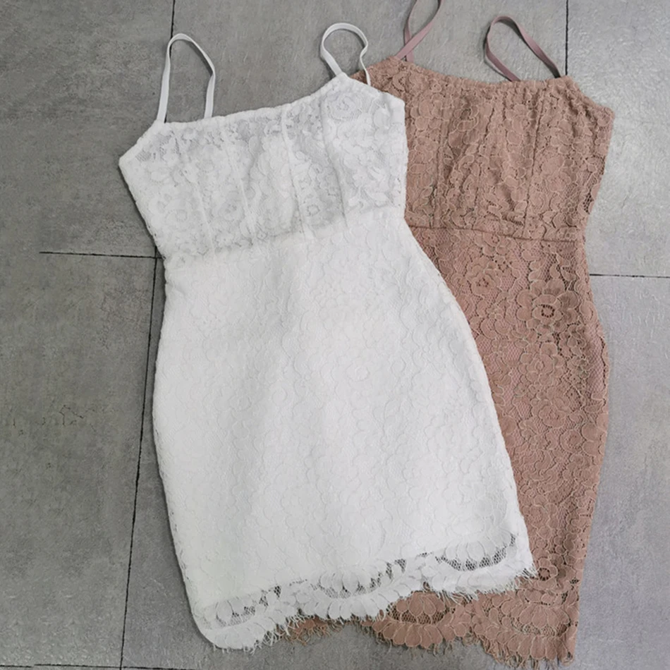 

2021 New Summer Sexy Lace Bodycon Bandage Dress Women Sexy Spaghetti Strap Celebrity Evening Party Dress Vestidos Wholesale