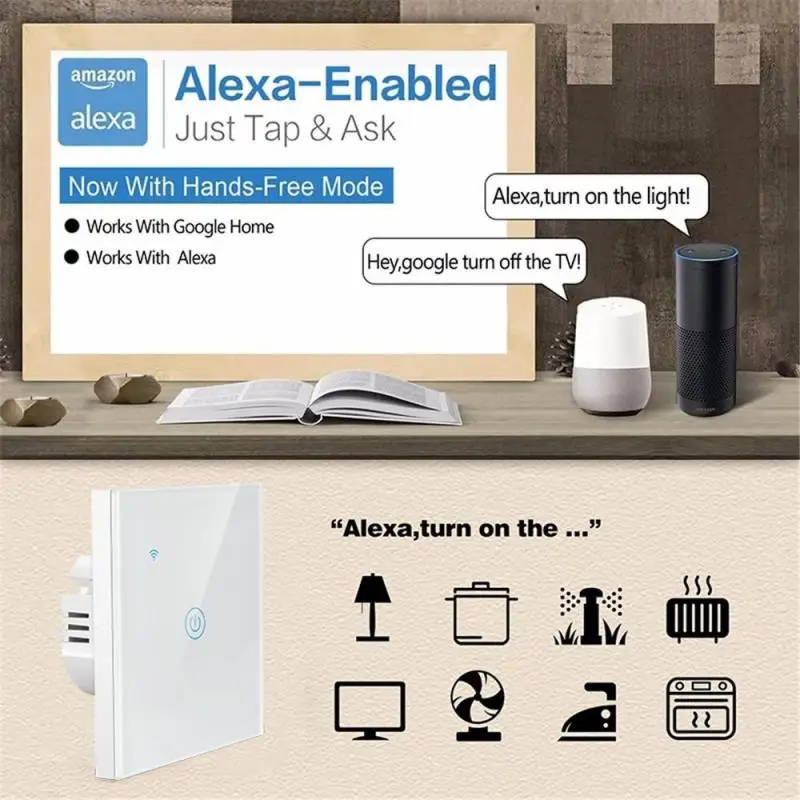 

Tuya Smart ЕС и США wifi + Bluetooth умный переключатель нулевой огонь один умный переключатель Поддержка с помощью приложения на телефоне дистанционн...